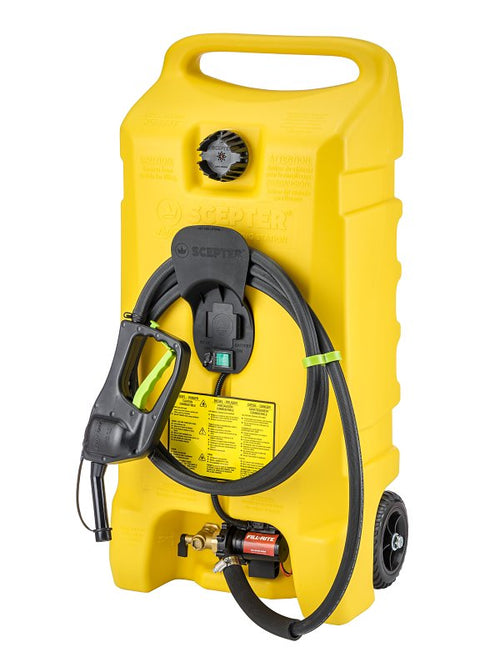 Scepter PFSD1411 Powered Fueling Station, 14 gal, HDPE, Yellow