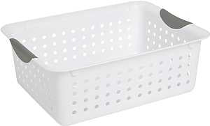 Sterilite Ultra 16248006 Storage Basket, 0.9 cu-ft Capacity, Plastic, White, Pack of 6