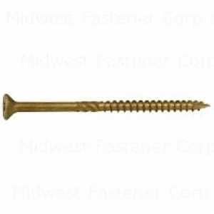 SaberDrive 50756 Deck Screw, #10 Thread, 3-1/2 in L, Serrated Thread, Bugle Head, Star Drive, Type 17 Point, Tan, Steel