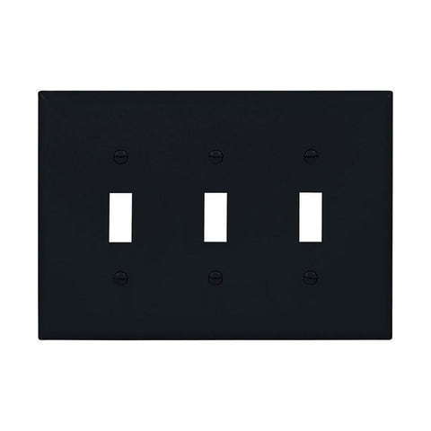 Eaton Cooper Wiring PJ3BK Wallplate, 0.08 in L, 8.56 in W, 3 -Gang, Polycarbonate, Black, Pack of 15