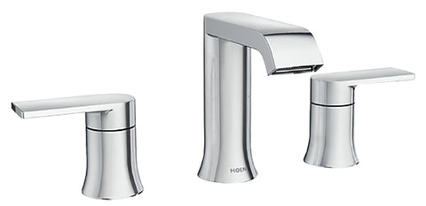 Moen Genta Series 84763 Bathroom Faucet, 1.2 gpm, 2-Faucet Handle, 3-Faucet Hole, Metal, Chrome-Plated, Lever Handle