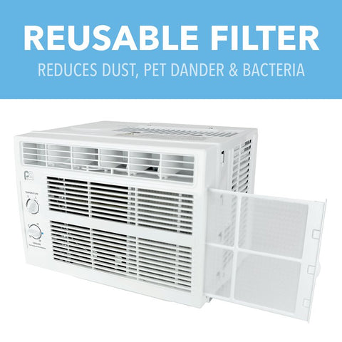 Perfect Aire 5PMC5000 Air Conditioner, 115 V, 5000 Btu Cooling, 100 to 150 sq-ft Coverage Area, Mechanical Control
