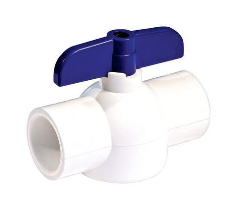 KBI King Brothers Ball Valve 1-1/2 in. Slip x 1-1/2 in. Dia. Slip PVC Economy