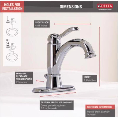 Delta Porter Chrome Contemporary Bathroom Faucet 4 in.