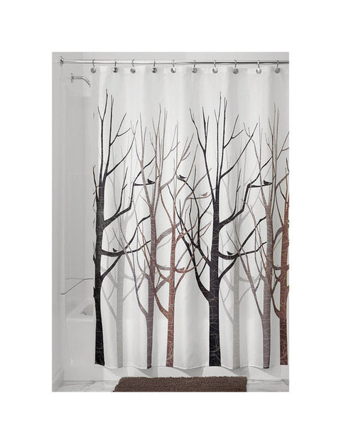 InterDesign 72 in. H x 72 in. L Gray and Black Bare Trees Shower Curtain