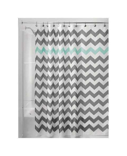 InterDesign 72 in. H x 72 in. L Gray and Aruba Chevron Shower Curtain