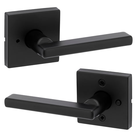 Kwikset Signature Series 730HFL SQT 514 CP Privacy Lever, Matte Black, Zinc, Residential, Reversible Hand, 2 Grade