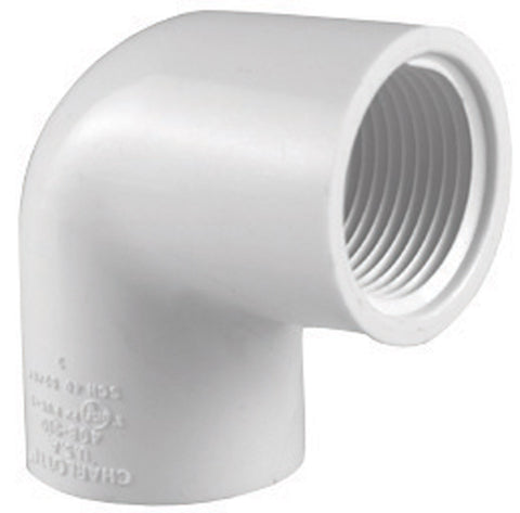 Charlotte Pipe Schedule 40 FPT To FPT 1/2 in. Dia. x 1/2 in. Dia. 90 deg. PVC Elbow