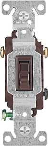 Eaton Wiring Devices 1303-7B Toggle Switch, Brown, 1 Poles, 15 A, 120 V, Polycarbonate Housing Material