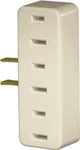 Leviton 001-00065-00I Triple Tap Outlet Adapter, 2 -Pole, 15 A, 125 V, 3 -Outlet, NEMA: NEMA 1-15R, Ivory