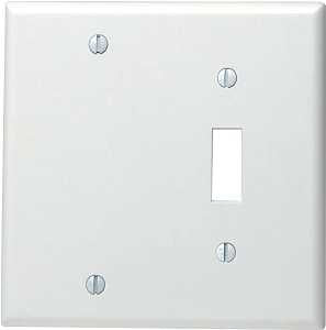Leviton 002-88006-000 Non-Metallic Wallplate, 4-1/2 in L, 2-3/4 in W, 2 -Gang, Thermoset, White, Smooth