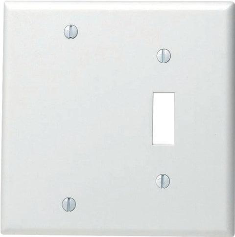 Leviton 002-88006-000 Non-Metallic Wallplate, 4-1/2 in L, 2-3/4 in W, 2 -Gang, Thermoset, White, Smooth