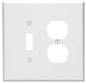 Leviton 88105 Combination Wallplate, 5-1/4 in L, 3-1/2 in W, Oversized, 2 -Gang, Plastic, White, Device Mounting