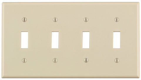 Leviton 78012 Switch Wallplate, 4-1/2 in L, 2-3/4 in W, 4 -Gang, Light Almond