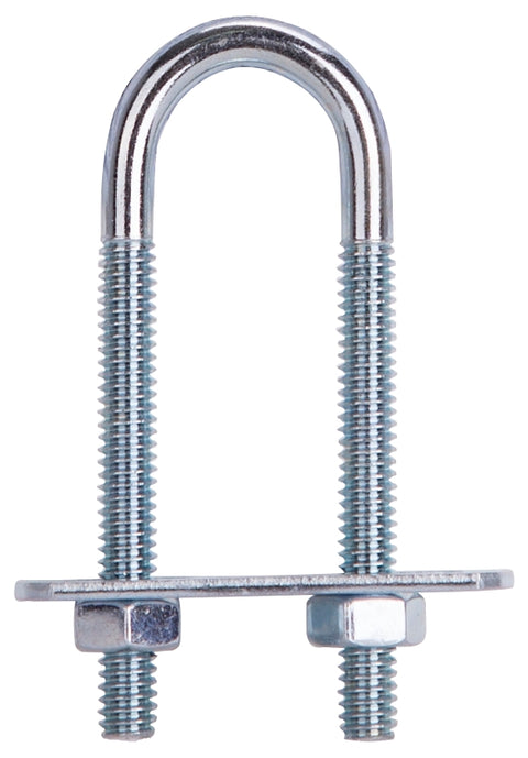 ProSource LR341 U-Bolt, 1/4 in Thread, 2 in L Thread, Steel, Zinc, Pack of 10