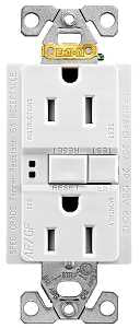 Eaton Wiring Devices TRAFGF15W-K-L Duplex Receptacle Wallplate, 2 -Pole, 15 A, 125 V, Back, Side Wiring, White
