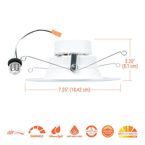 Halo RL Series RL56LS9FSD2W1EW Downlight, 14.3 W, 120 V, Aluminum/Steel, White, Matte