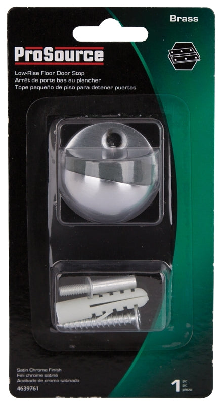 ProSource HR2006SC-PS Door Stop, 1-3/4 in Dia Base, 1-3/4 in Dia Base x 1-5/64 in H Projection, Brass