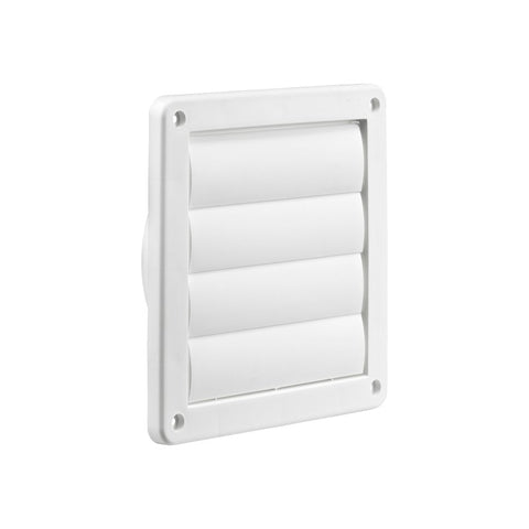 Lambro 361W Exhaust Wall Louvered Vent, 6 in W, Plastic, White