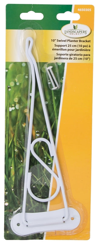 Landscapers Select GB0213L Swivel Plant Bracket, 10-3/8 L, Steel, White, Wall Mount Mounting