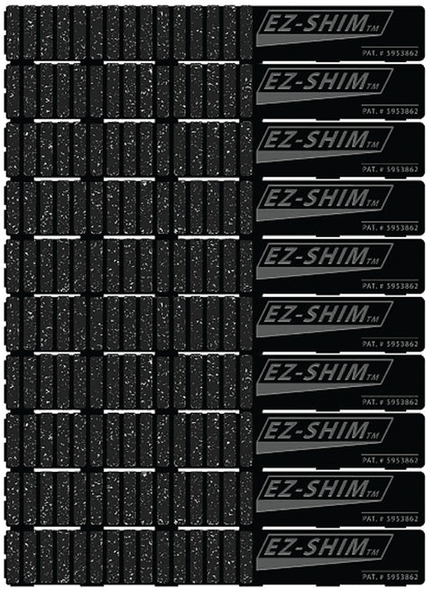 EZ Shim ETC2 Shim, 7.9 in L, 1.19 in W, 0.06 to 0.33 in Thick, Plastic, Black, Pack of 36