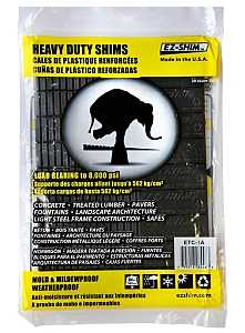 EZ Shim ETC-1 Shim, 7.9 in L, 1.19 in W, 0.06 to 0.33 in Thick, Plastic, Black, Pack of 18