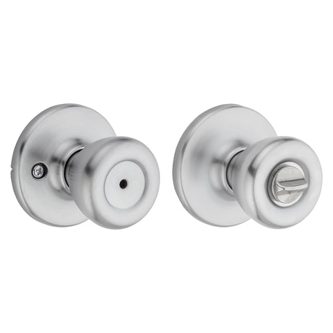Kwikset 300T 26DCP Privacy Lockset, Satin Chrome, Universal Hand, For: Bedroom and Bathroom Doors