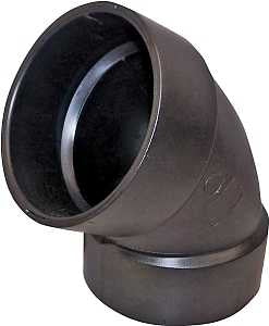 Canplas 102601BC Pipe Elbow, 1-1/2 in, Hub, 60 deg Angle, ABS, Black