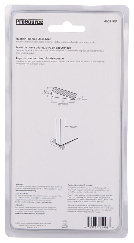 ProSource FE-50922-PS Door Stop, 1 in W x 4 in L x-1/4 in H Projection, Rubber, White