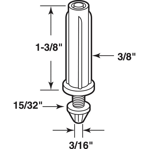 Prime-Line N 6673 Door Pivot, 3/8 in Dia Base, 1-3/8 in H Base, Nylon/Steel, 2/PK