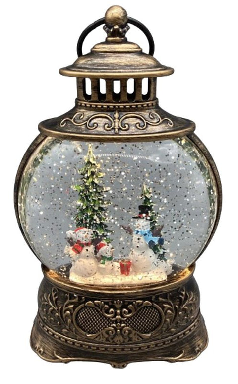 Santas Forest 21949 Snow Globe Lantern with Snowman Family, 8.5 in H, Snowman Scene Water Globe, Plastic/Resin, Black, Internal Light, Pack of 6