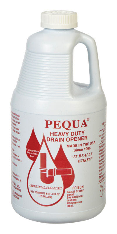 Pequa P-10264 Drain Opener, Liquid, Clear, Odorless, 0.5 gal Bottle, Pack of 6