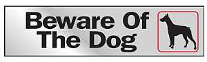 Hy-Ko 470 Sign, Beware Of The Dog, Silver Background, Vinyl, 2 x 8 in Dimensions, Pack of 10