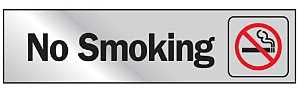 Hy-Ko 472 Graphic Sign, No Smoking, Silver Background, Vinyl, 2 in H x 8 in W Dimensions, Pack of 10