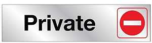 Hy-Ko 477 Sign, Private, Silver Background, Vinyl, 2 x 8 in Dimensions, Pack of 10