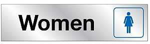 Hy-Ko 479 Sign, Women, Silver Background, Vinyl, 2 x 8 in Dimensions, Pack of 10