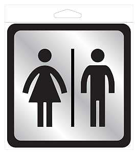Hy-Ko 493 Restroom Sign with Frame, Silver Background, Plastic, 4 in H x 4 in W Dimensions, Pack of 5