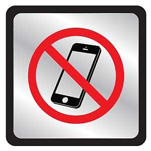 Hy-Ko 496 No Cell Phones Symbol Plaque, 4 in H x 4 in W Dimensions, Pack of 5