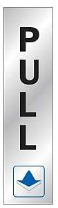 Hy-Ko 498 Sign, Pull, Silver Background, Vinyl, 2 x 8 in Dimensions, Pack of 10