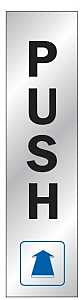 Hy-Ko 499 Sign, Push, Silver Background, Vinyl, 2 x 8 in Dimensions, Pack of 10