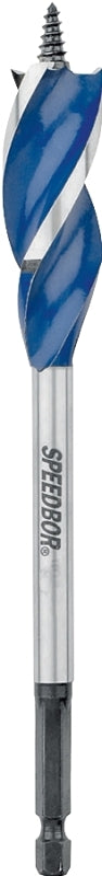 Irwin Speedbor 3041021 Auger Boring Bit, 1-1/2 in Dia, 6 in OAL, Tapered Flute, 3-Flute, 3/8 in Dia Shank, Hex Shank
