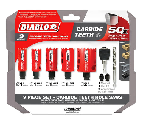 Diablo DHS09SGPCT Hole Saw Set, 9-Piece