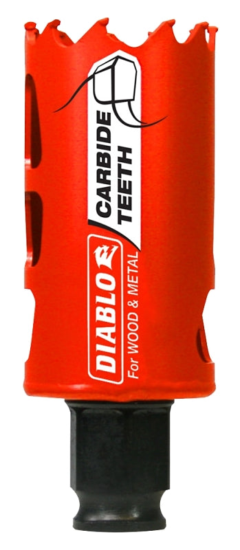 Diablo DHS1375CT GP Hole Saw, 1-3/8 in Dia, 2-3/8 in D Cutting, 3/8 in Arbor, Carbide Cutting Edge