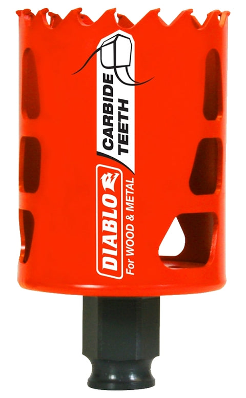 Diablo DHS2000CT GP Hole Saw, 2 in Dia, 2-3/8 in D Cutting, 3/8 in Arbor, Carbide Cutting Edge