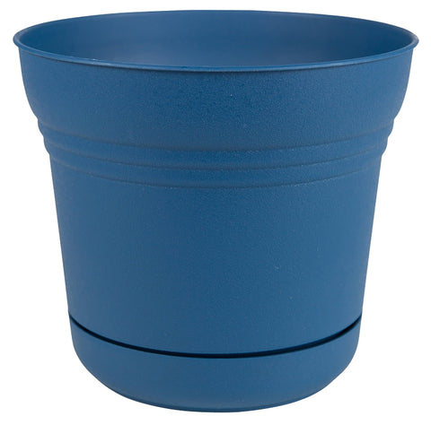 Bloem SP0533 Planter, 5 in Dia, 4-1/2 in H, 5 in W, Saturn Design, Classic Blue, Matte