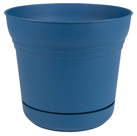 Bloem SP1433 Planter, 14 in Dia, 12.8 in H, 14-1/2 in W, Saturn Design, Classic Blue, Matte
