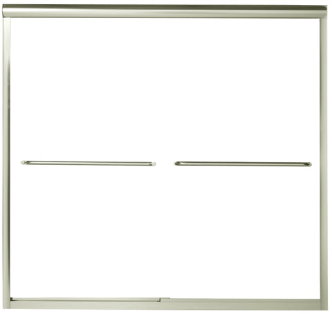 Sterling Finesse Series 5425-59N-G05 Bath Door, Nickel Frame, Frameless Frame, Aluminum Frame, Clear Glass, Sliding Door