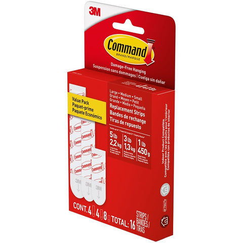 Command 17200C Refill Strip, White, Includes: (8) Small, (4) Medium Strips