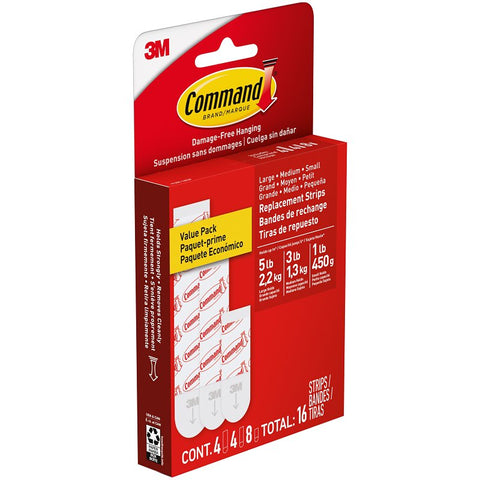 Command 17200C Refill Strip, White, Includes: (8) Small, (4) Medium Strips