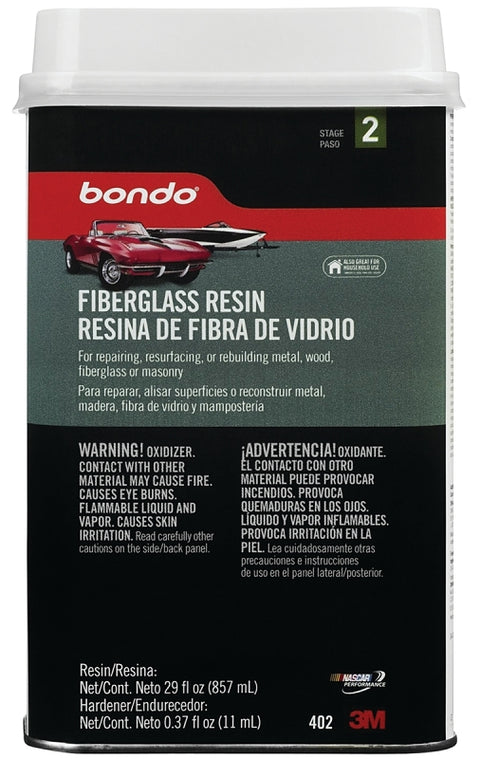 Bondo 402 Fiberglass Repair Resin, 0.9 qt Can, Liquid, Pungent Organic